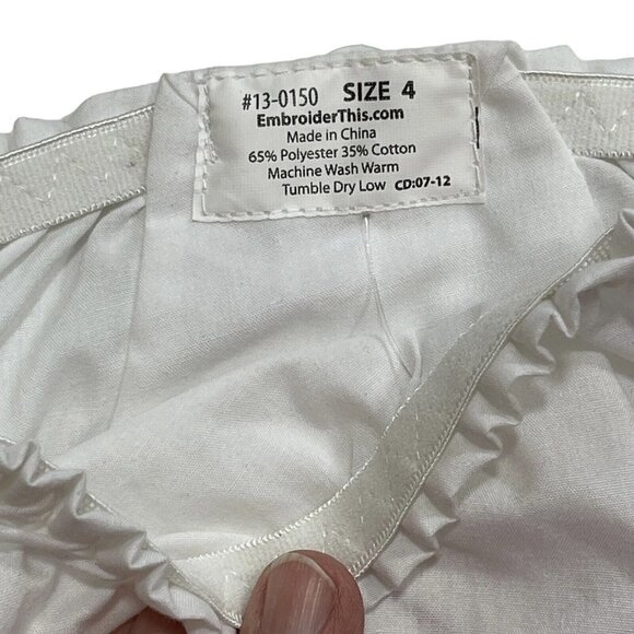 EMBROIDER THIS Clemson Carolina Embroidered Panty Cover Size 4 White Eyelet Trim - Picture 6 of 7